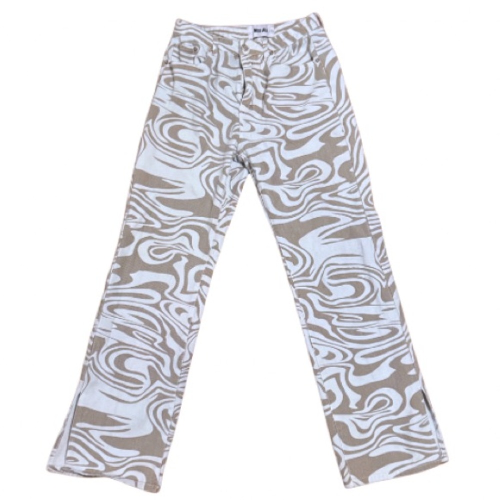 Miss Lola Tan and White Patterned Pants